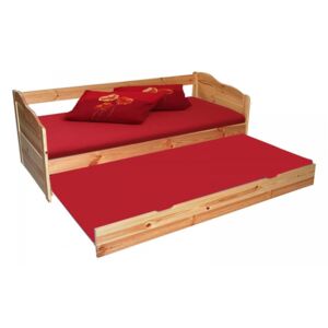 Detská posteľ s výsuvnou prístelkou z MASÍVU 200x90 cm BABETA - prírodná