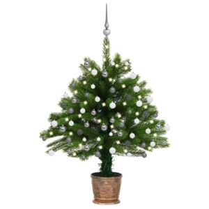 Umelý vianočný stromček s LED a súpravou gulí 65 cm zelený