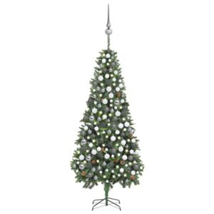 Umelý vianočný stromček s LED, súpravou gulí a šiškami 210 cm