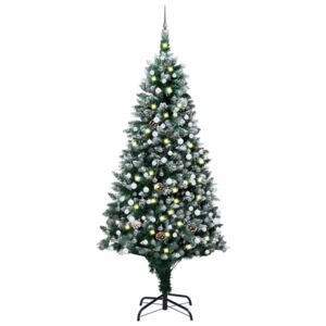 Umelý vianočný stromček s LED, súpravou gulí a šiškami 240 cm