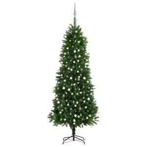 Umelý vianočný stromček s LED a súprava gulí 240 cm zelený