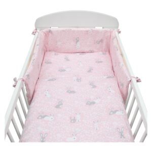 3-dielne posteľné obliečky New Baby 90/120 cm Králičky rúžové