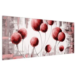 Abstraktný obraz - červené balóniky (120x50 cm)