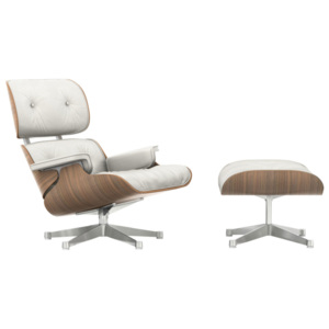 Vitra Eames Lounge Chair & Ottoman, white pigmented walnut