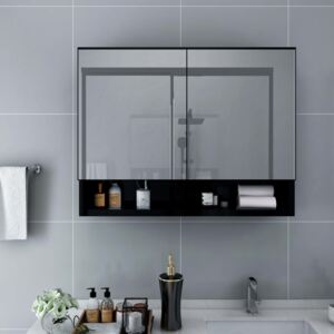 LED kúpeľňová zrkadlová skrinka čierna 80x15x60 cm MDF
