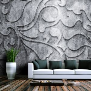 Bimago Fototapeta - Silver background with floral pattern 200x154 cm