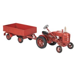 Retro kovový model červený traktor - 17 * 10 * 12 cm / 23 * 10 * 8 cm