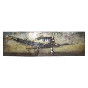 Kovový obraz na stenu s lietadlom - 180 * 56 * 7.5 cm