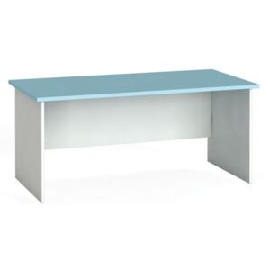 Kancelársky písací stôl rovný 160 x 80 cm, biela/azúrová