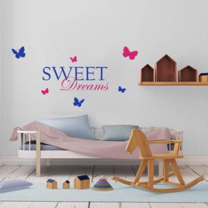 GLIX Sweet dreams - nálepka na stenu Ružová a modrá 120 x 60 cm