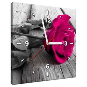 Tlačený obraz s hodinami Ružová ruža ZP1141A_1AI