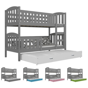 Detská poschodová posteľ Jakub 3 MDF sivá 190x80 - viac farieb