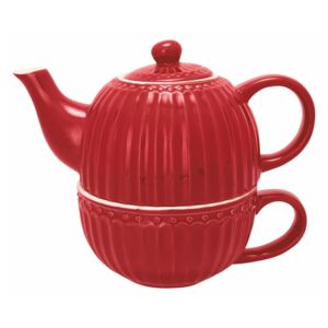 Červená kanvica na čaj s hrnčekom Green Gate Alice