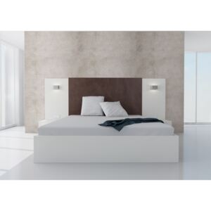 Manželská posteľ koncepto, platinová biela, čokoládovohnedé čalúnenie 180x200 bez úložného priestoru svietidlo mario up/down