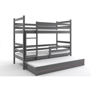 Poschodová posteľ s prístelkou - ERIK 3 - 190x80cm Grafitový - Grafitový