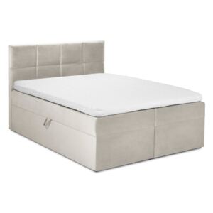 Béžová zamatová dvojlôžková posteľ Mazzini Beds Mimicry, 200 x 200 cm