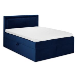 Modrá zamatová dvojlôžková posteľ Mazzini Beds Yucca, 200 x 200 cm