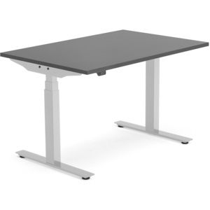 Výškovo nastaviteľný stôl Modulus, T-rám, 1200x800 mm, čierna/strieborná