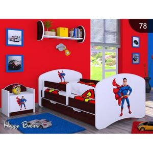 Detská posteľ so zásuvkou 160x80cm SUPERMAN - gaštan wenge