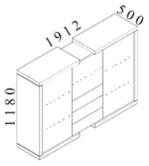 Stredná skriňa Lineart 191,2 x 50 x 118 cm