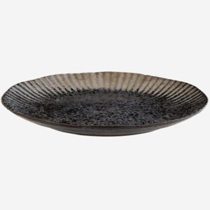 Čierny keramický tanier Black Silver Plate
