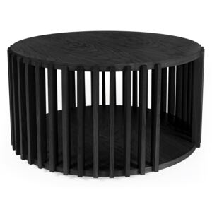 Čierny odkladací stolík z dubového dreva Woodman Drum, ø 83 cm