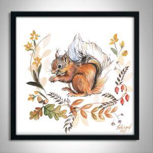 Rámovaný obraz pre deti - Veverička 32x32 cm