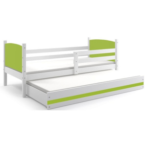 Detská posteľ s prístilkou BOBÍK 2, 80x190, biela/zelená