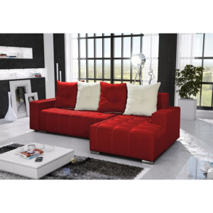 Rohová sedacia súprava FUTURA, 240x131 cm, sawana, červená/krémová, pravý