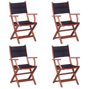 Záhradné stoličky eukalyptové drevo a textilén 4 ks čierne