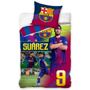 CarboTex Bavlnené obliečky FC Barcelona Suárez, 140 x 200 cm, 70 x 80 cm