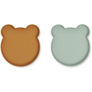 Dětský silikonový talíř Bear Modrá