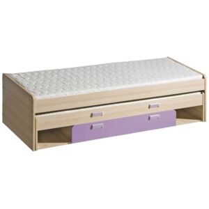Dvojlôžková študentská posteľ Norton N16, Farby: jaseň coimbra / fialová