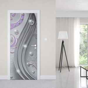 GLIX Fototapeta na dvere - Ornamental Silver And Purple Swirl Design