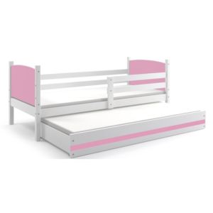 Detská posteľ TAMI 2 + matrac + rošt ZADARMO, 90x200, bialy, ružová