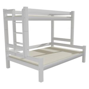SKLADOM: Detská poschodová posteľ s rozšíreným spodným lôžkom z masívu ROBUST 8X8 6B - 200x90 cm - BIELA