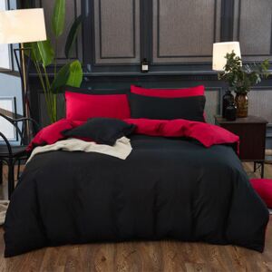 Bavlnené obliečky BLACK&RED 7 set 140x200cm - 140 x 200 cm - 7 SET 2x vankúš 2x malý vankúš 2x prikrývka 1x plachta - Čierna