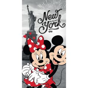 JERRY FABRICS Osuška Mickey a Minnie v New Yorku Bavlna - Froté 70/140 cm