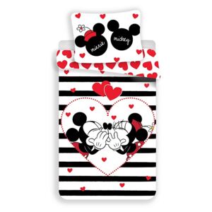 JERRY FABRICS Obliečky Mickey a Minnie stripes Bavlna 140/200 70/90 cm