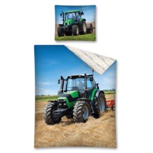 DETEXPOL Obliečky Traktor zelený Bavlna, 140/200, 70/80 cm