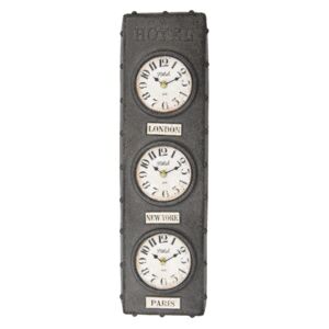 Vintage kovové hodiny sa svetovými časy - 16 * 56 * 5 cm / 3 * AA