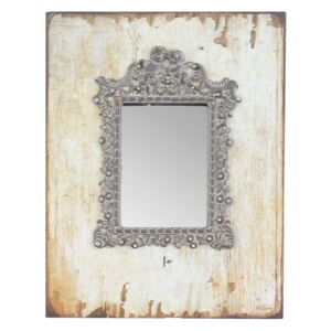 Zrkadlo vsadené do dreveného rámu s patinou - 23 * 2 * 30 cm