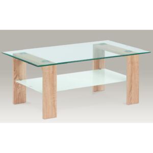 Konferenčný stolík 110x65x45 cm, sonoma / číre sklo 8 mm