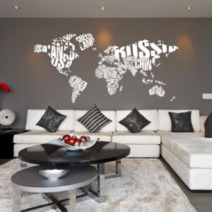 GLIX Mapa sveta - nálepka na stenu Biela 200 x 100 cm
