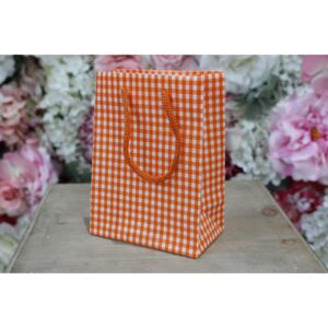 Oranžová károvaná darčeková taška 15cm