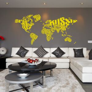 GLIX Mapa sveta - nálepka na stenu Žltá 200 x 100 cm