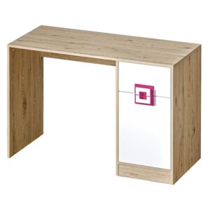 Písací stôl 120 Niczi NI10, Farby: dub svetlý / biely + ružový
