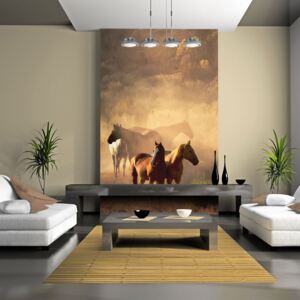 Bimago Fototapeta - Wild horses of the steppe 200x154 cm