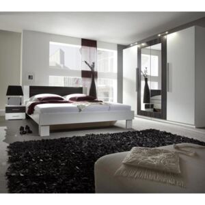 Spálňa Vera II, Farby: biela / čierny lesk, Rozmer postele: 160x200