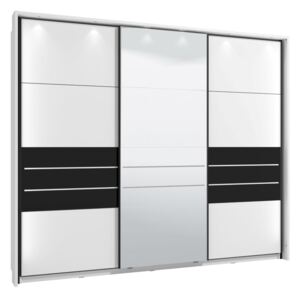 Skriňa s posuvnými dverami Marat s osvetlením - biela/čierna